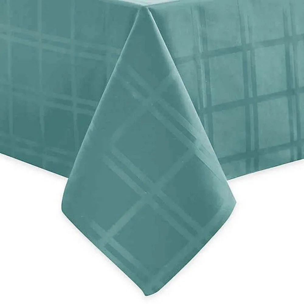 Origins Fabric Tablecloth Turquoise Spill Proof Easy Care Windowpane 70